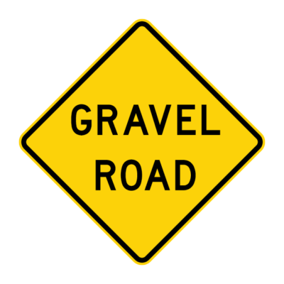 Gravel Road Warning Sign