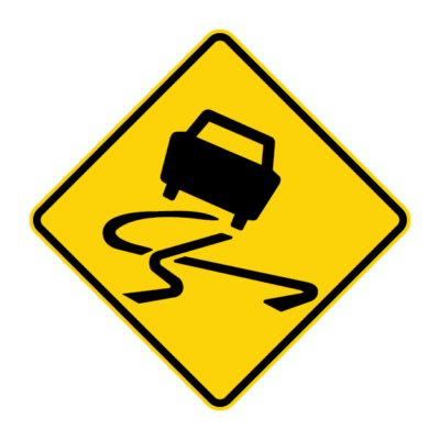 Slippery Road Warning Sign