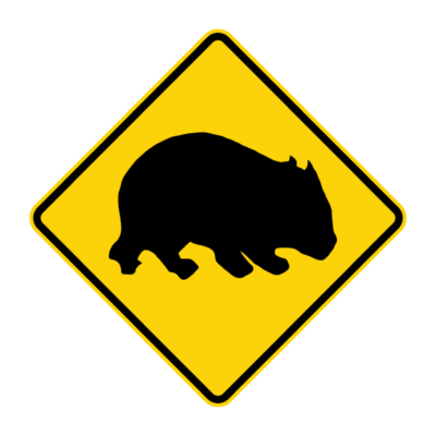 Wombats Warning Sign