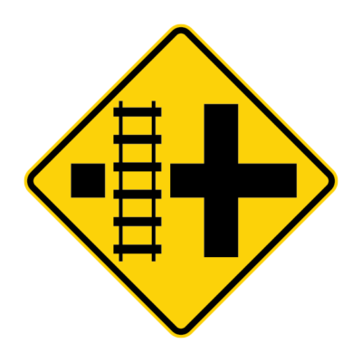 Railway Crossing Cross-Junction Warning Sign