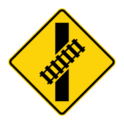 Railway Crossing Diagonal Warning Sign