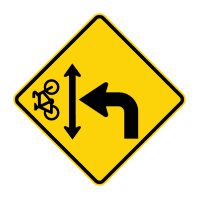 Bicycle Turn Symbol Warning Sign