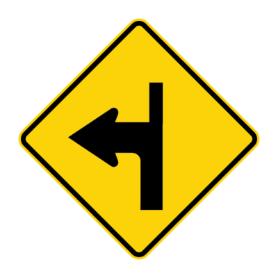 Curving Main Road Intersection Warning Sign